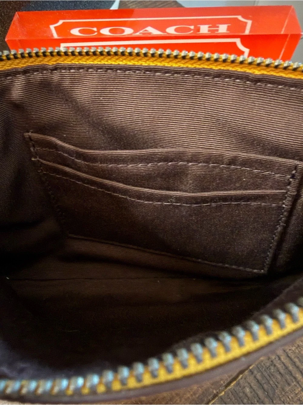 Coach Large Yellow Corner Zip Wristlet